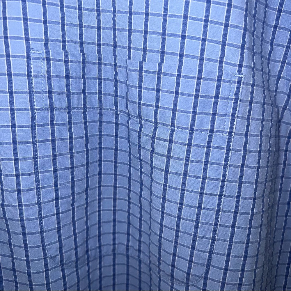 Eddie Bauer Men’s Small Blue Seersucker Checkered Short Sleeve Shirt - Picture 4 of 6